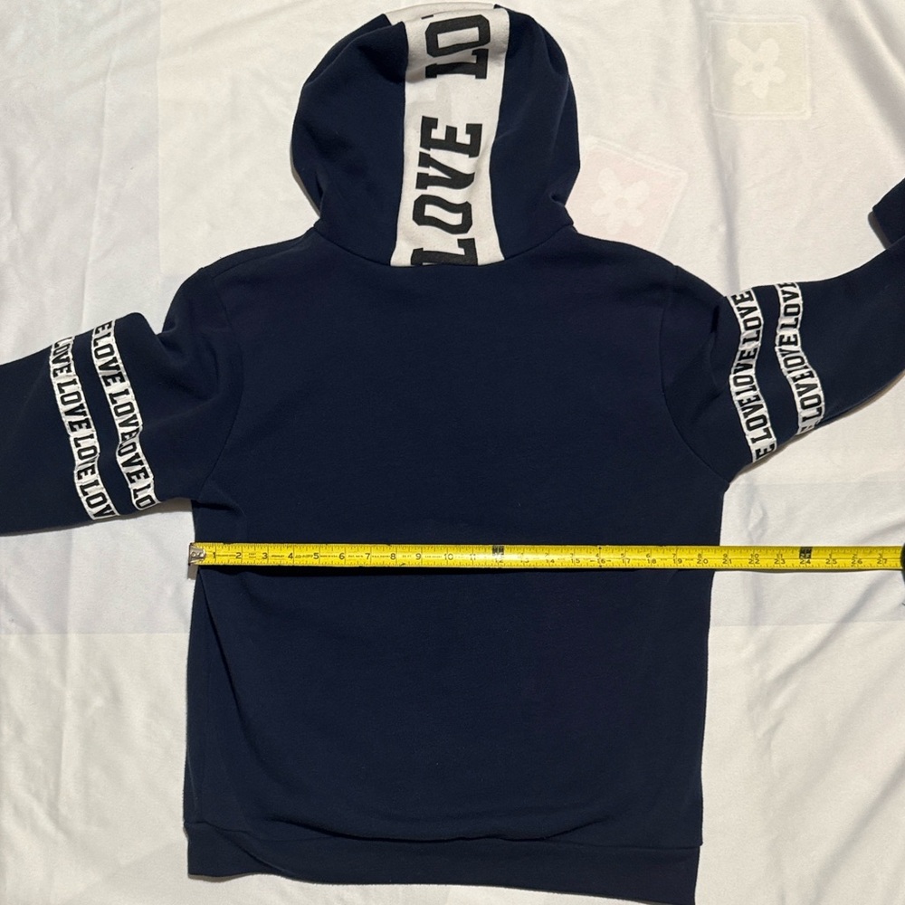 Women’s Large Navy Hoodie with Deep Front Pockets “Love” - Picture 6 of 8